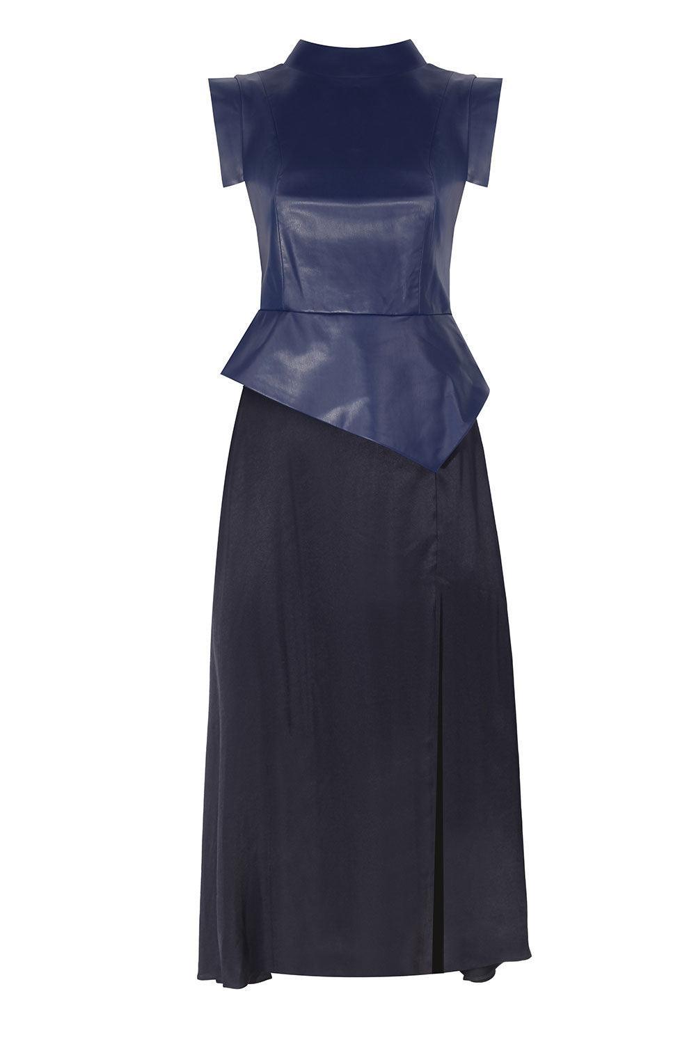 Mirimalist-Concrete Navy Midi Dress-Elbise-1-Milagron.com