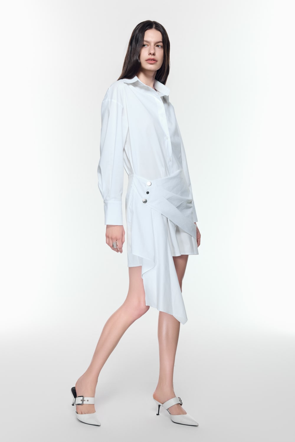 Mirimalist-Eddy Beyaz Gömlek Elbise-Elbise-1-Milagron.com