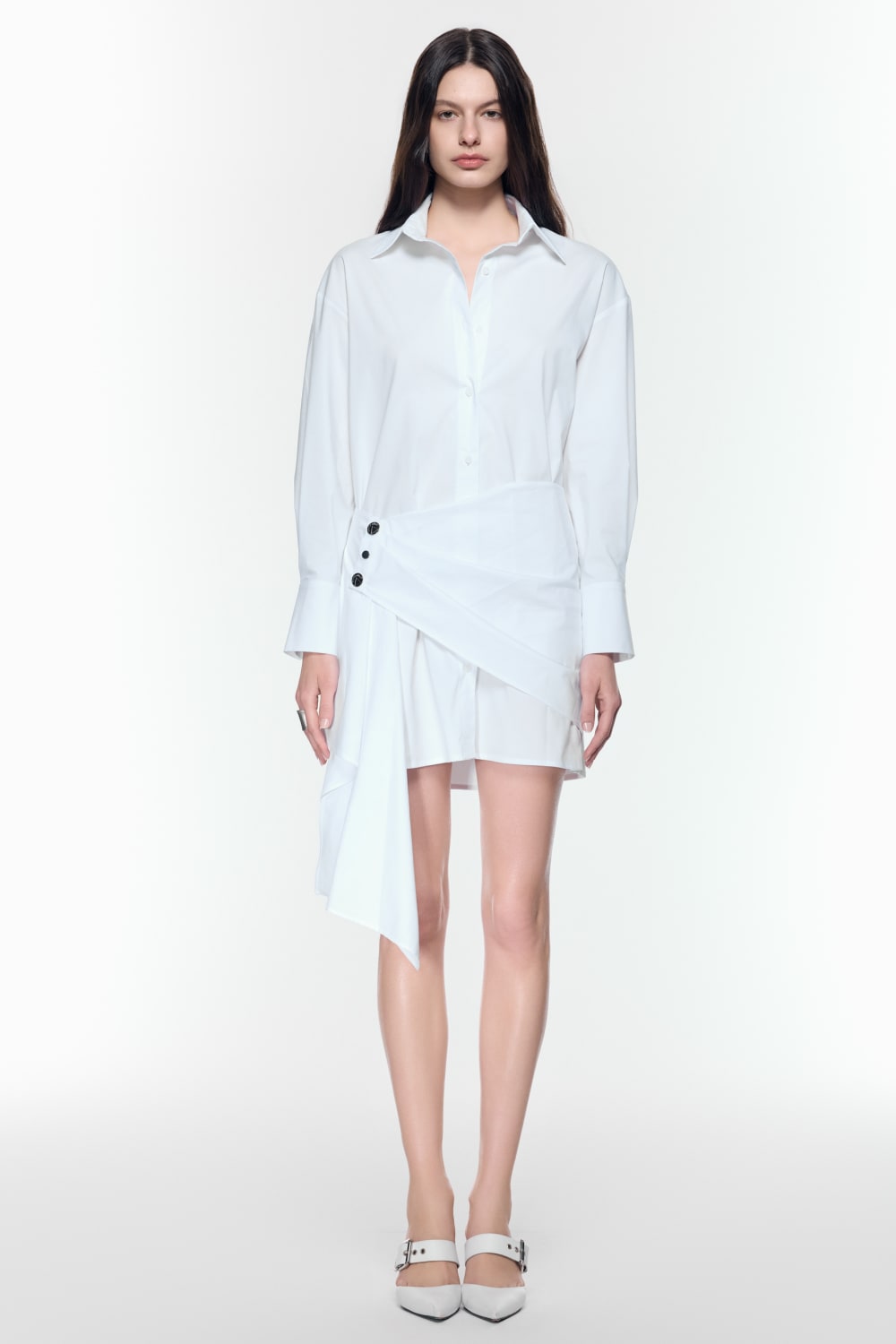 Mirimalist-Eddy Beyaz Gömlek Elbise-Elbise-3-Milagron.com