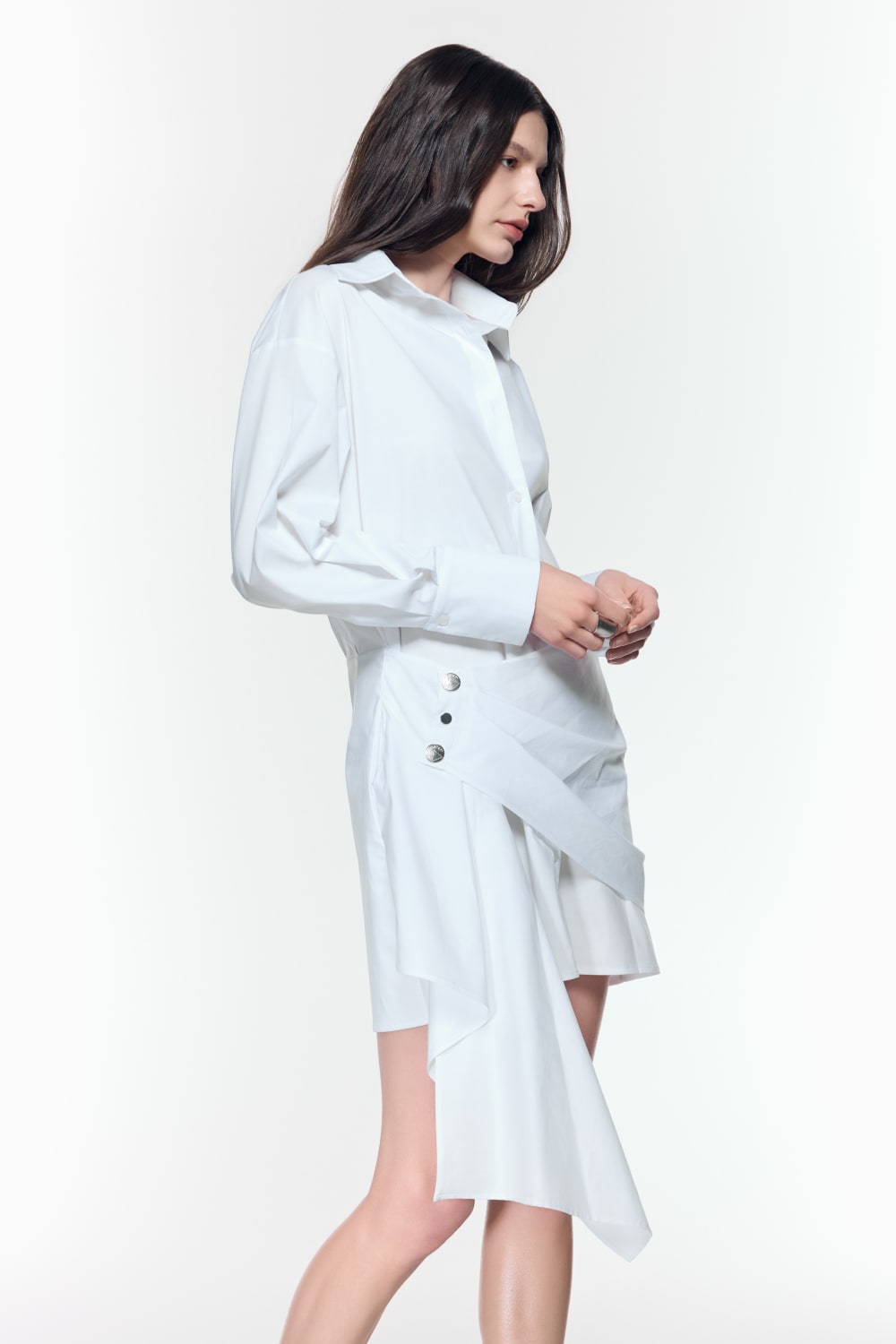 Mirimalist-Eddy Beyaz Gömlek Elbise-Elbise-6-Milagron.com