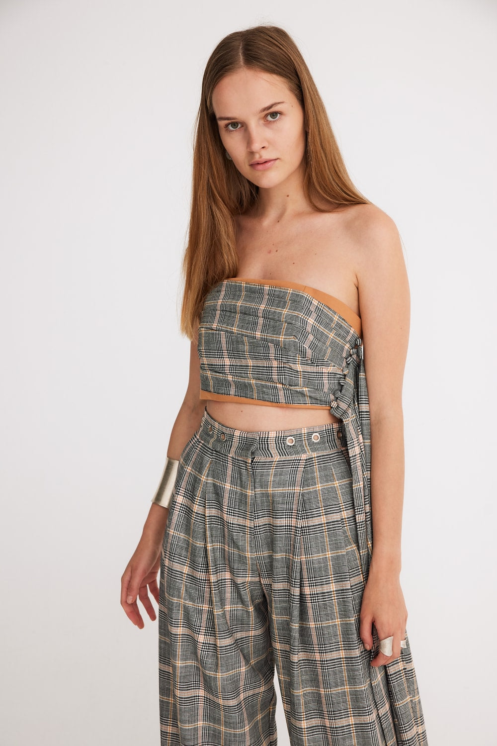 Mirimalist-Ekose Pilise Maxi Pantolon-Kumaş Pantolon-2-Milagron.com