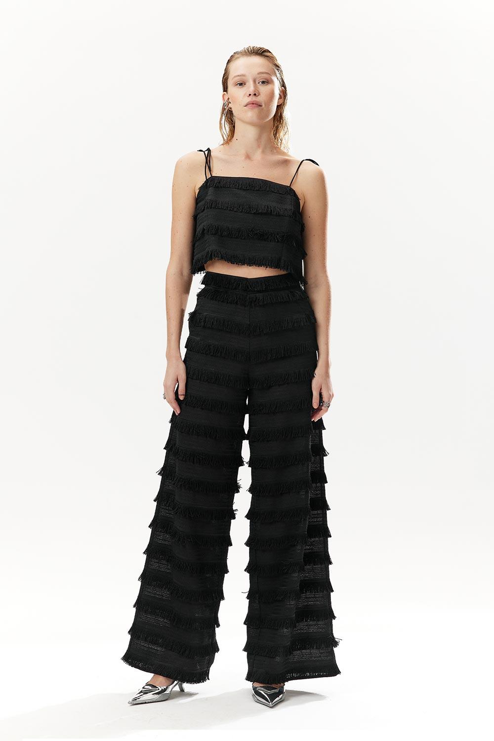 Mirimalist-Fringe Maxi Pants-Pantolon-1-Milagron.com