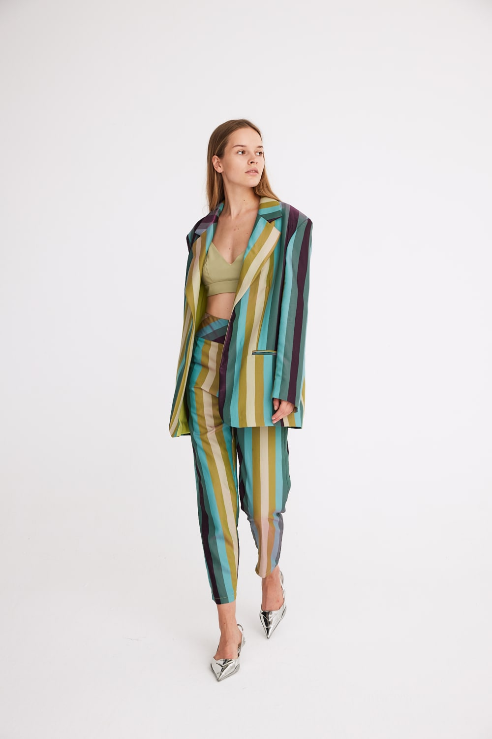 Mirimalist-Gaia Çizgili Oversize Ceket-Ceket-6-Milagron.com