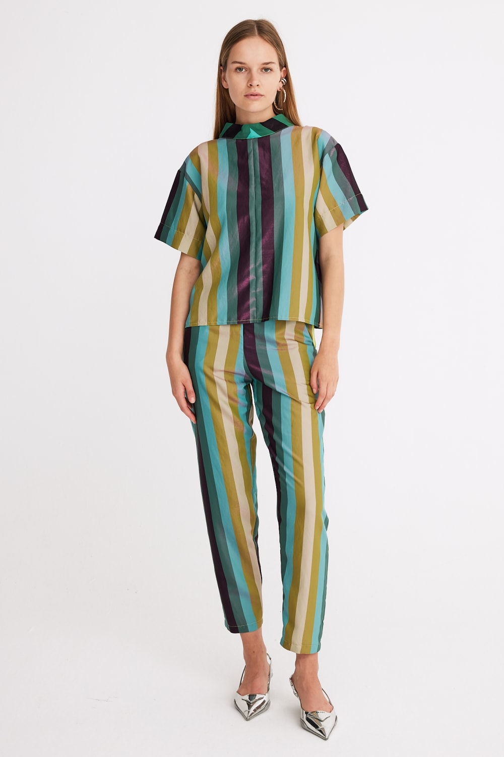 Mirimalist-Gaia Çizgili Pantolon-Kumaş Pantolon-2-Milagron.com