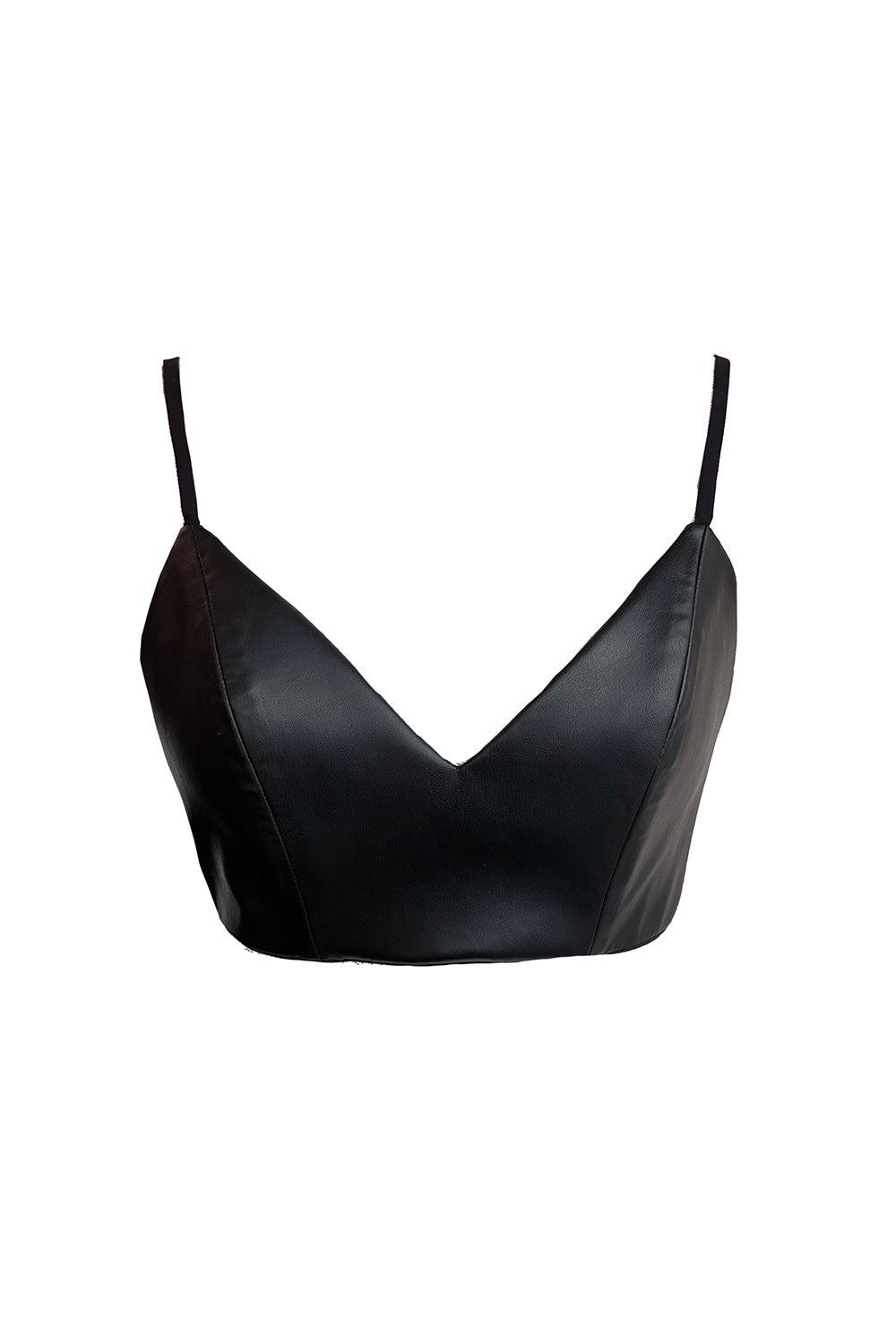 Mirimalist-Leather Bra Bustier-Top-1-Milagron.com