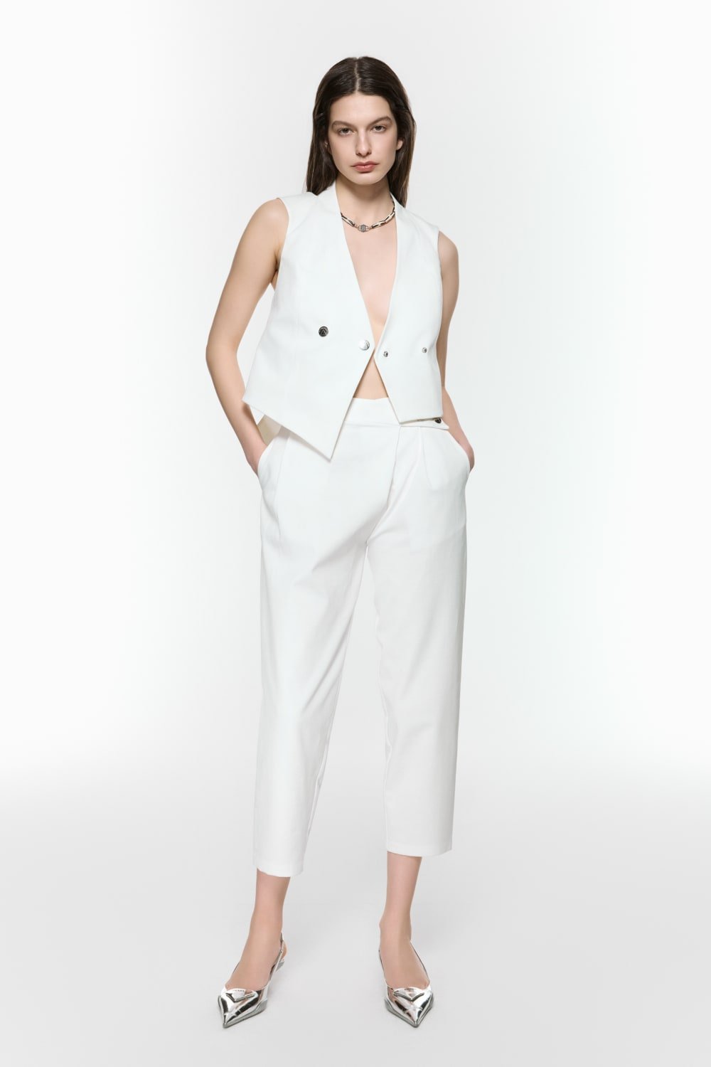 Mirimalist-Revolve Pantolon Beyaz-Kumaş Pantolon-2-Milagron.com