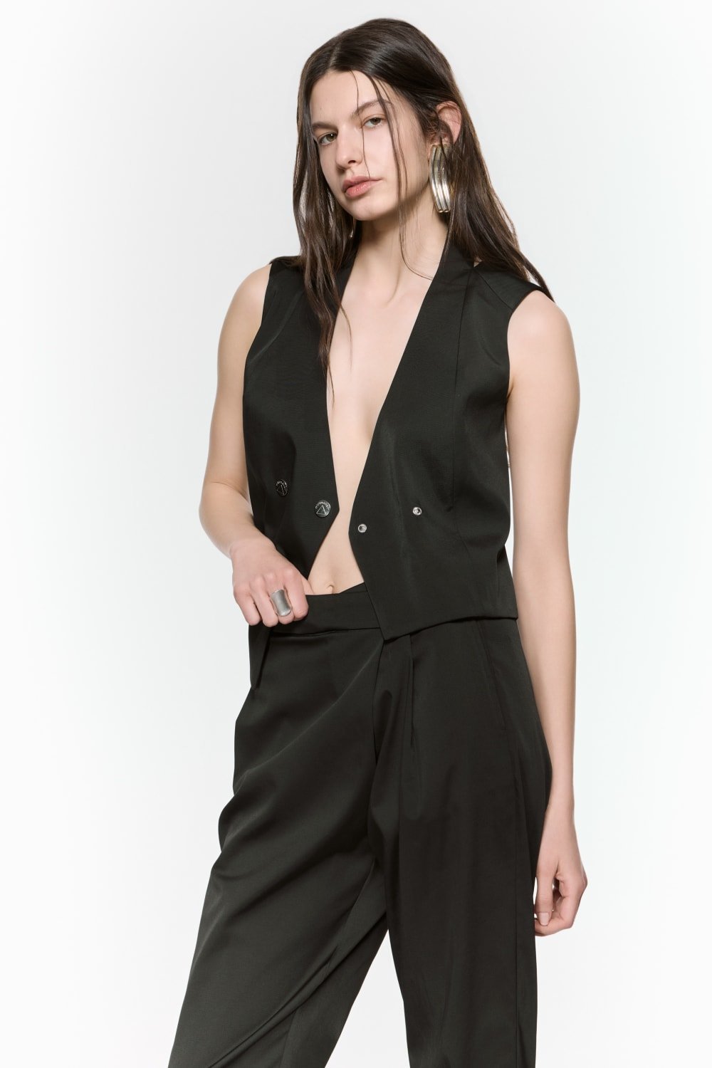 Mirimalist-Revolve Pantolon Siyah-Kumaş Pantolon-3-Milagron.com