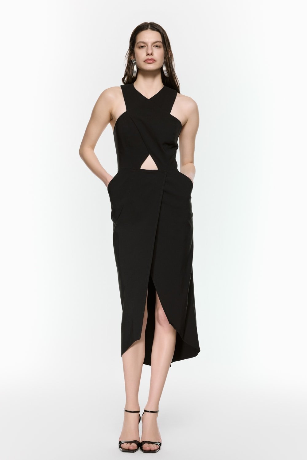 Mirimalist-Revolve Siyah Midi Elbise-Elbise-2-Milagron.com