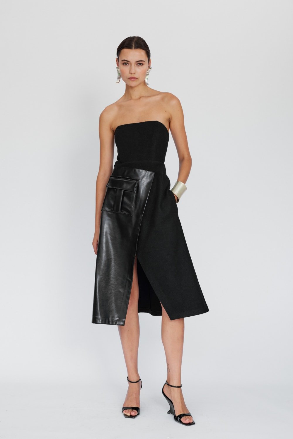 Mirimalist-Savile Straplez Midi Elbise-Elbise-1-Milagron.com