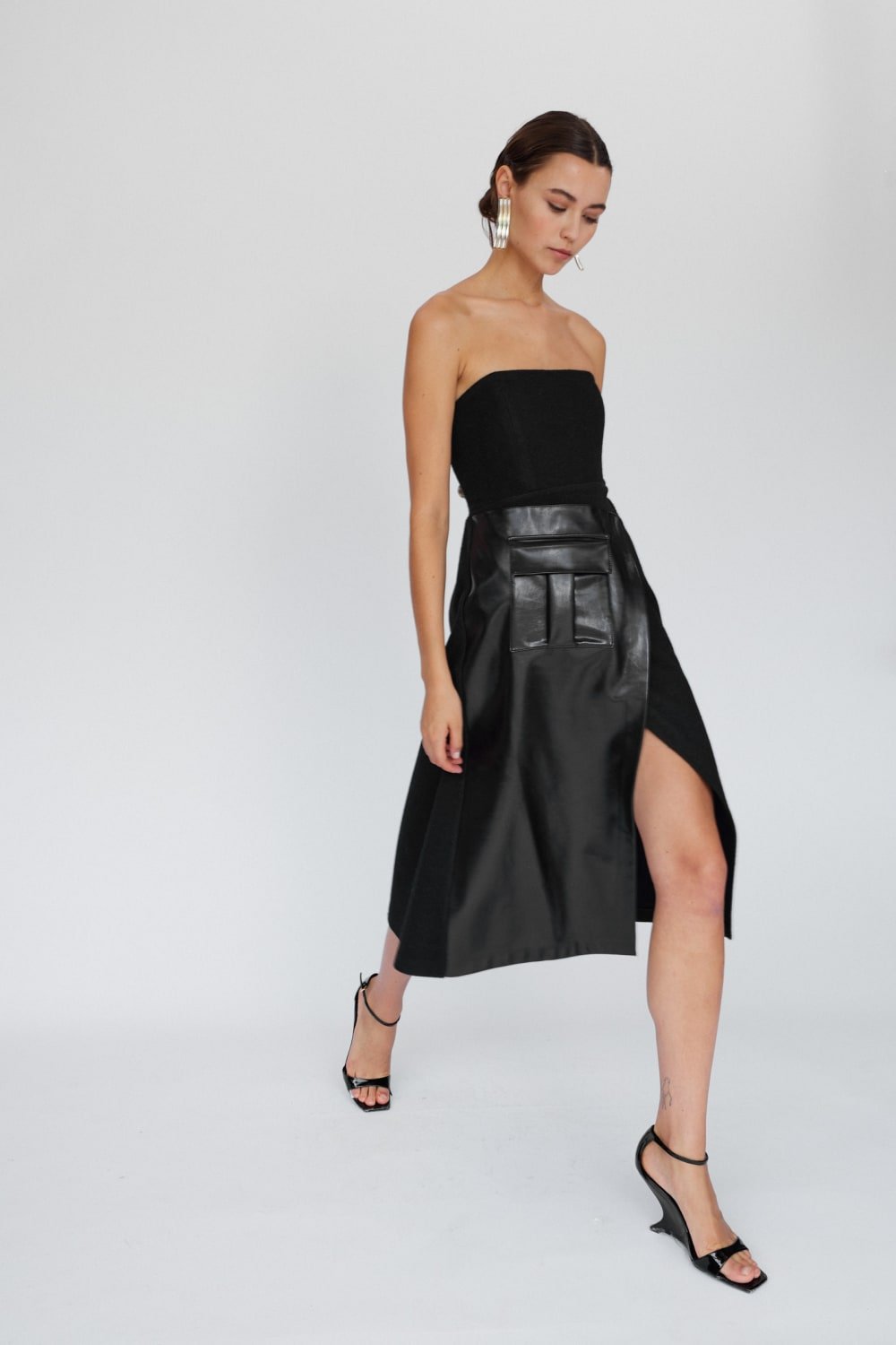 Mirimalist-Savile Straplez Midi Elbise-Elbise-3-Milagron.com