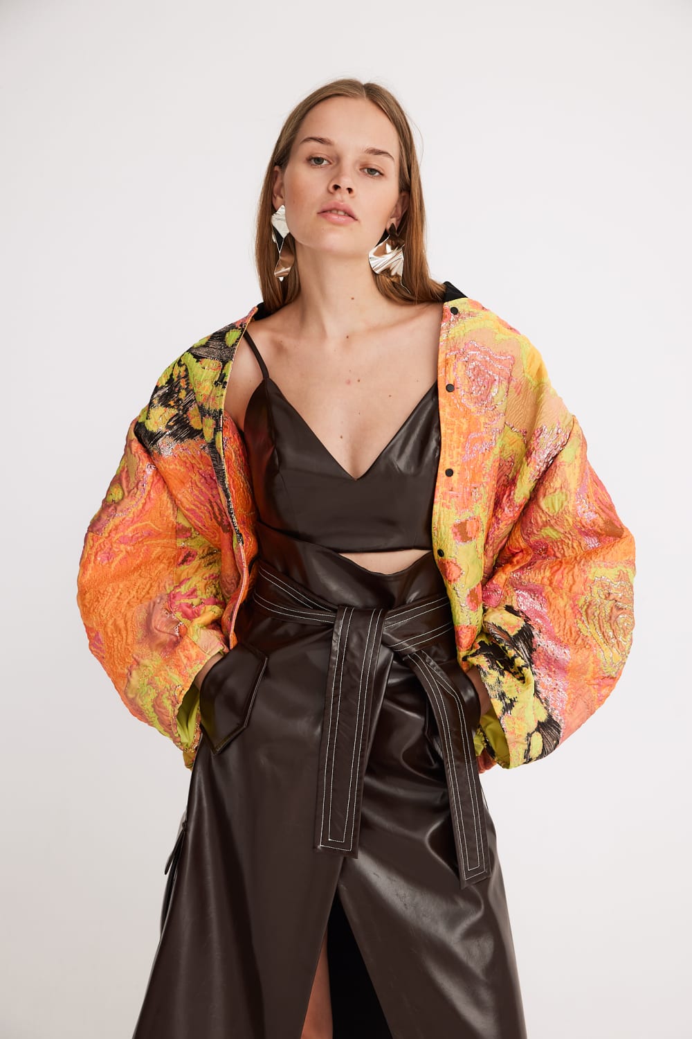 Mirimalist-Sepia Deri Wrap Midi Etek-Etek-3-Milagron.com