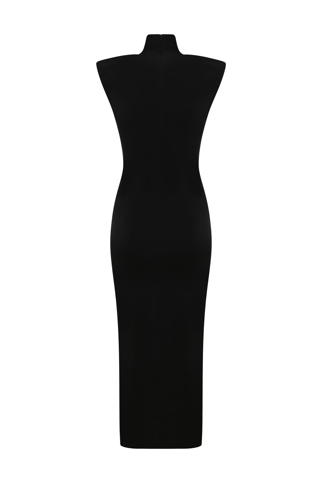 Misole-La Diva Noire Kesik Detaylı Uzun Elbise-Dress-2-Milagron.com