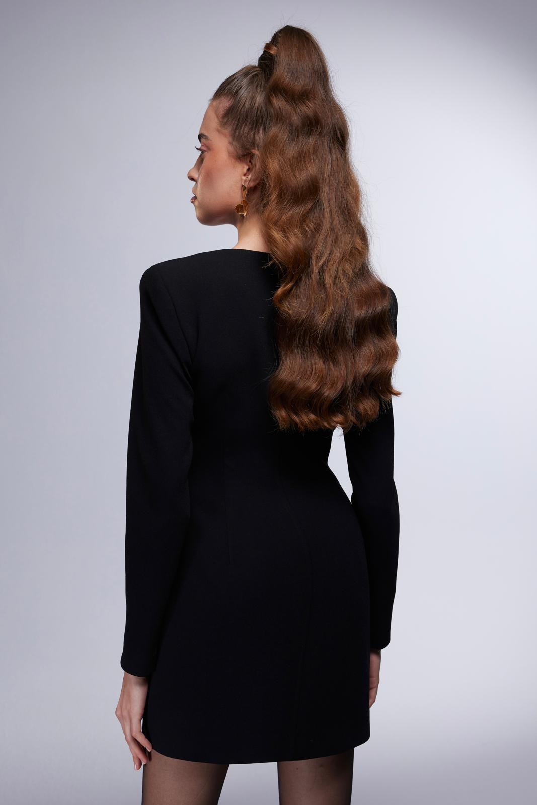 Misole-La Reine Dorée Altın Düğme Detaylı Mini Elbise-Dress-2-Milagron.com