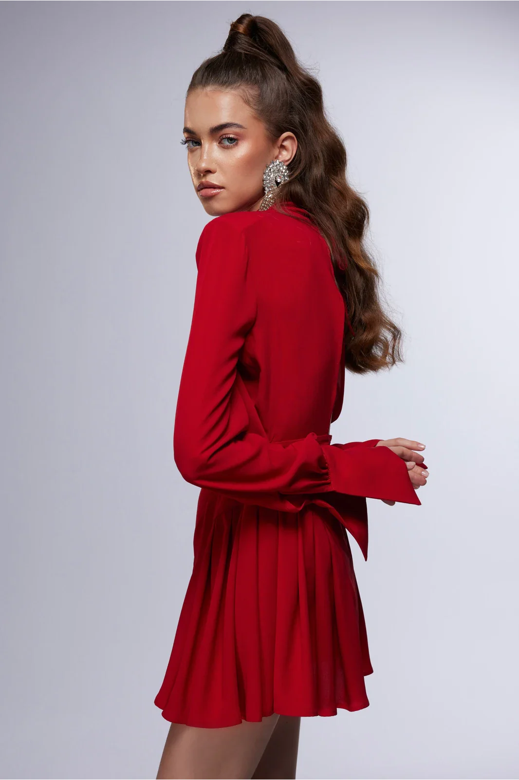 Misole-La Rouge Etoile Fırfır Detaylı Kırmızı Mini Elbise-Dress-2-Milagron.com