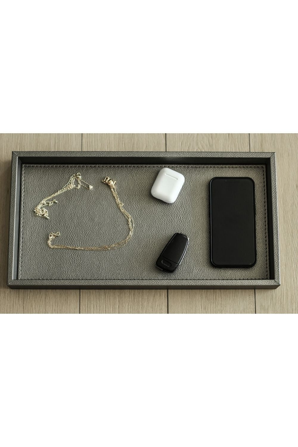 Büyük Boy Bronz Yaldızlı Suni Deri Tepsi - 6