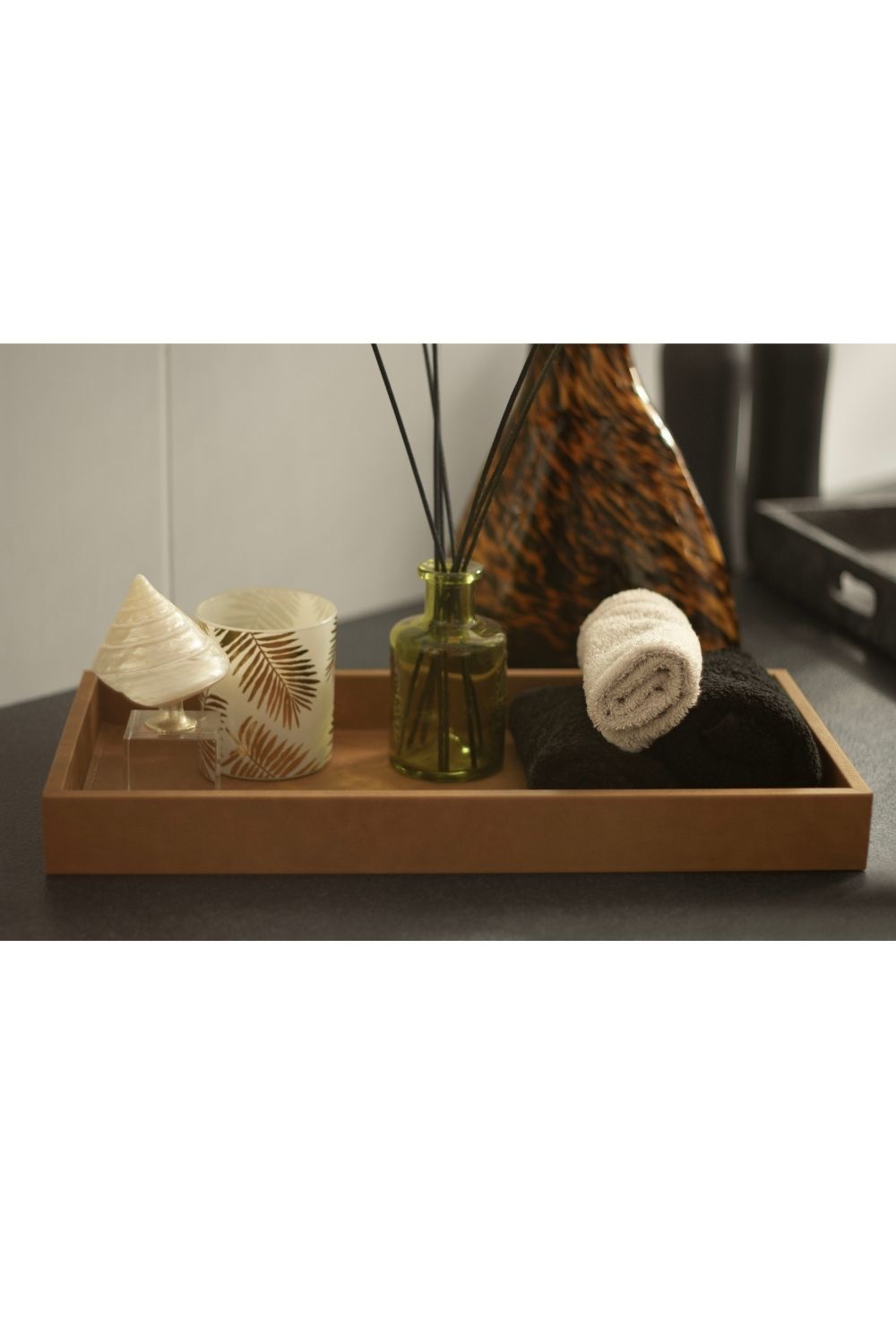 Büyük Boy Hardal Suni Deri Tepsi - 2