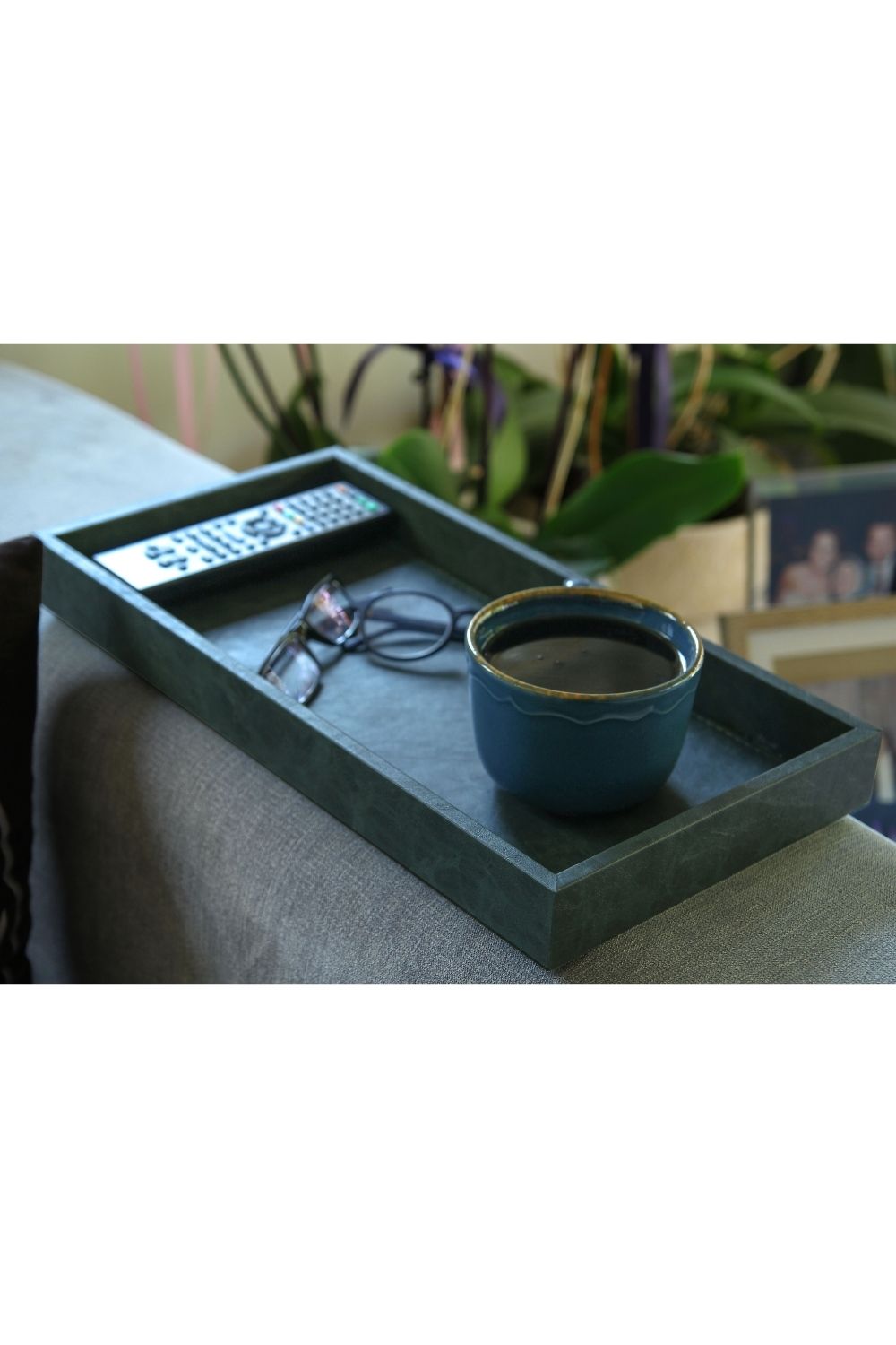 Büyük Boy Koyu Yeşil Suni Deri Tepsi - 2