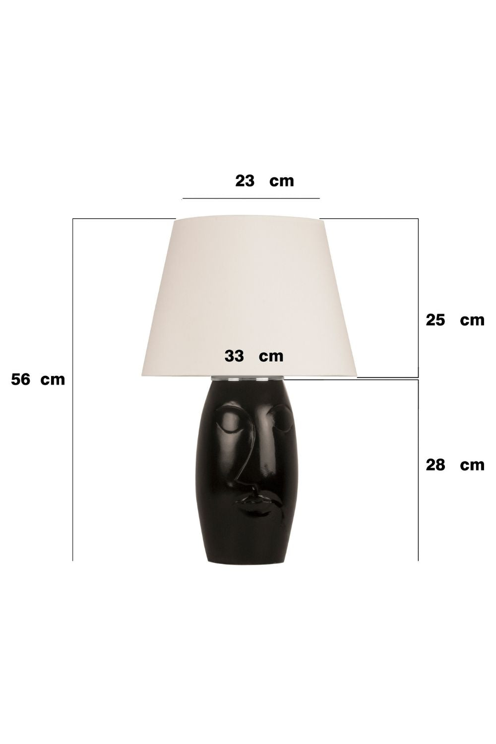 El Yapımı Modern Barcelona Abajur – Siyah Seramik Yüz Formlu, Siyah Başlıklı Tasarım - 1