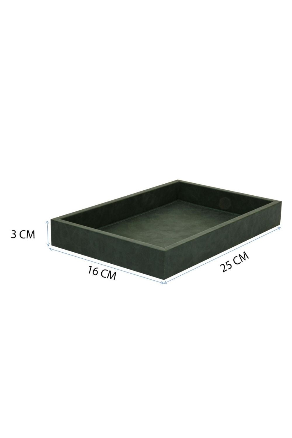 Küçük Boy Koyu Yeşil Suni Deri Tepsi - 4