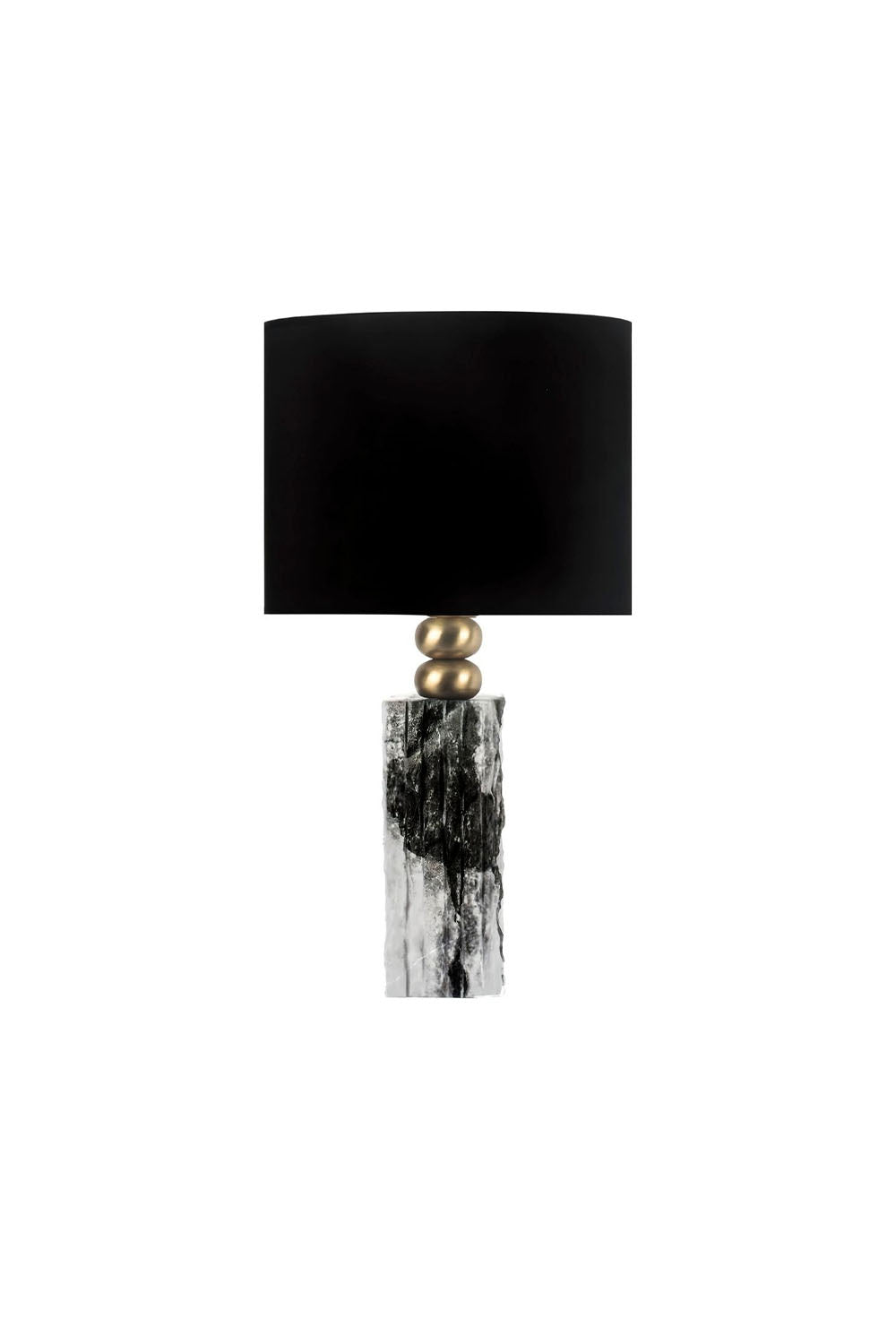 Moena Studio-Modern Tasarım Siyah/ Beyaz Mermer Abajur – Siyah Başlık-Abajur-1-Milagron.com