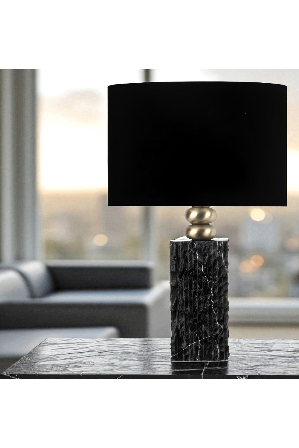 Modern Tasarım Siyah Mermer Abajur – Siyah Başlık - 2