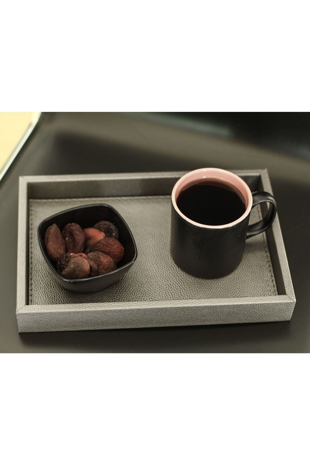 Orta Boy Bronz Yaldızlı Suni Deri Tepsi - 2