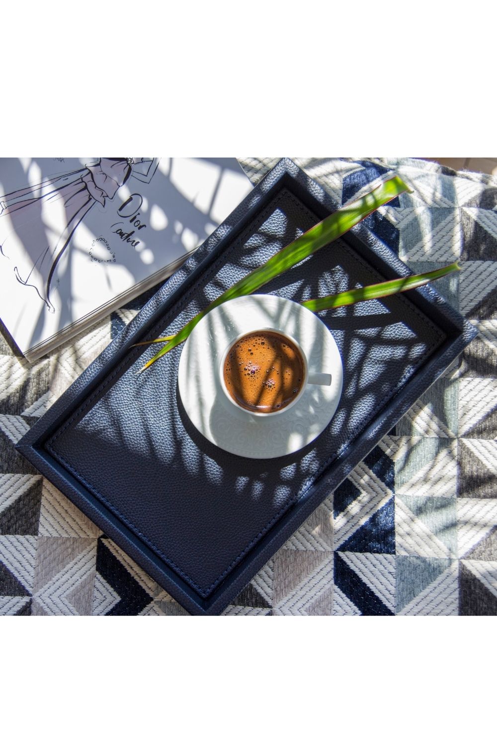 Orta Boy Lacivert Suni Deri Tepsi - 0