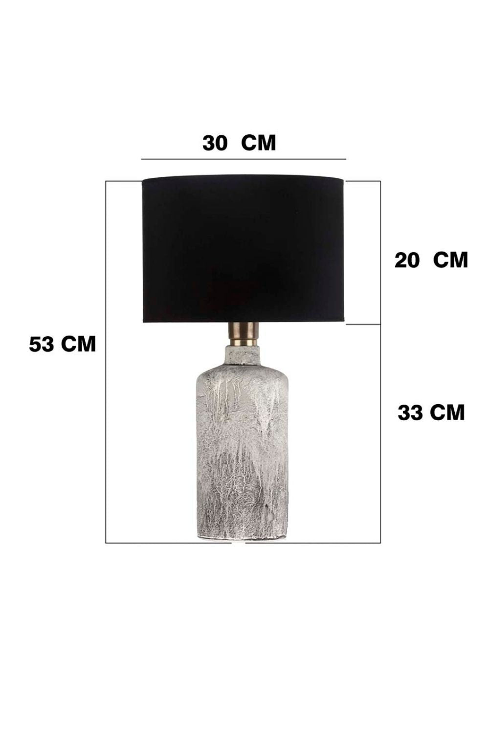 Oslo Doğal Taş Görünümlü Seramik Abajur – Siyah Başlık - 1