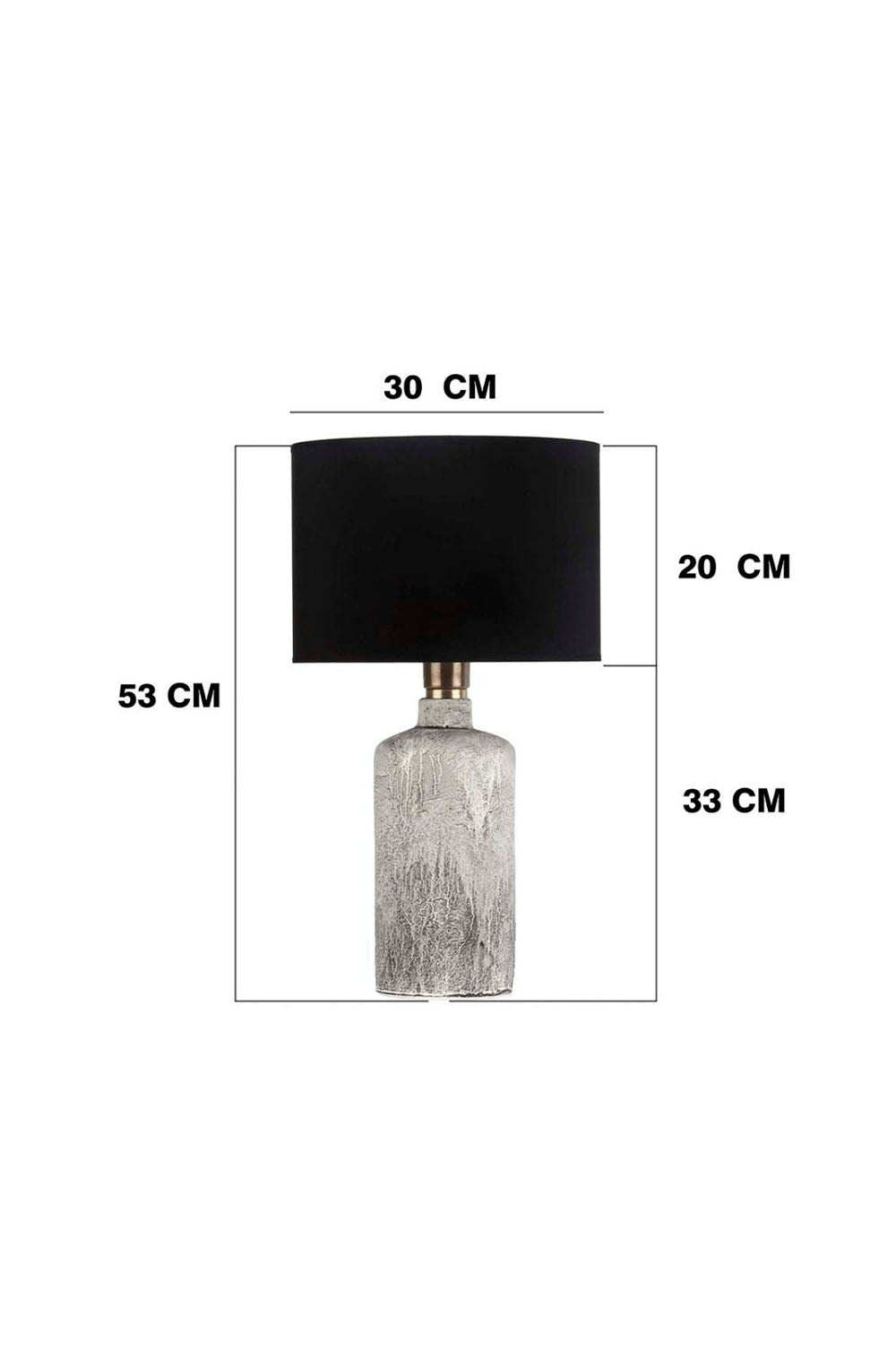 Moena Studio-Oslo Doğal Taş Görünümlü Seramik Abajur – Siyah Başlık-Abajur-2-Milagron.com