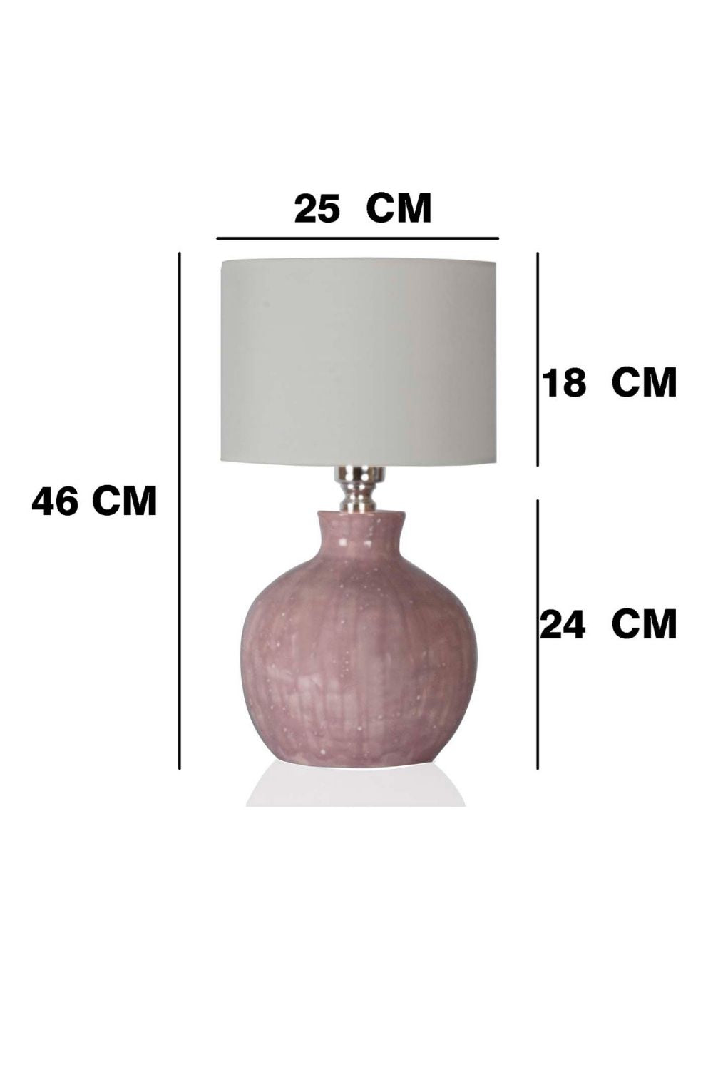 Pembe Seramik El Yapımı Masa Lambası – Krem Kumaş Başlık - 1