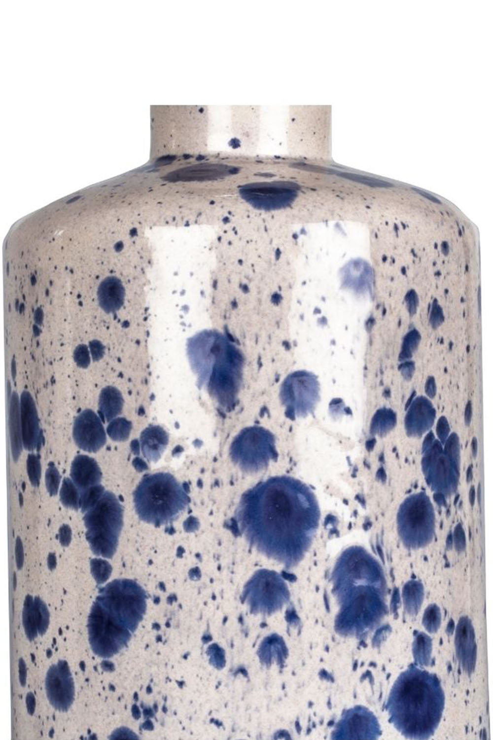 Moena Studio-Polka Seramik Abajur – Krem Şapkalı, El Yapımı Mavi Desenli Seramik Masa Lambası-Abajur-4-Milagron.com