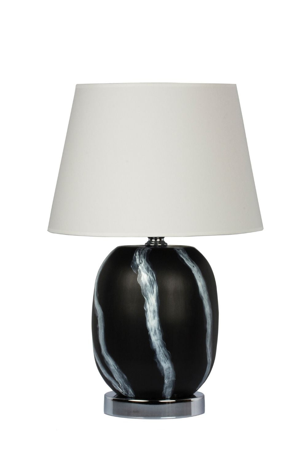 Siyah Beyaz Desenli Siyah Abajur – Krem Başlık - 0