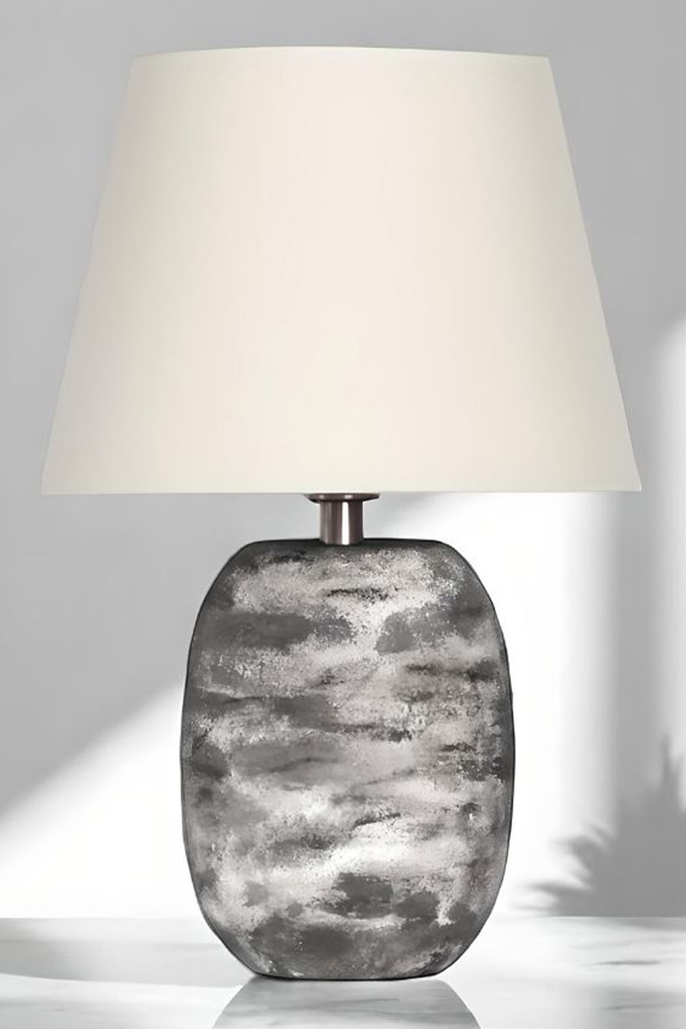 Moena Studio-Stonetouch Seramik Abajur – Krem Şapkalı Doğal Doku-Abajur-6-Milagron.com