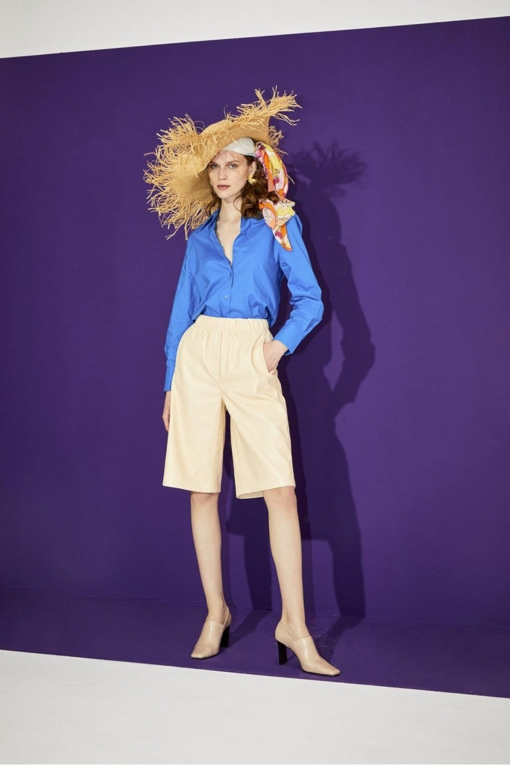 Mokoshe-French Riviera & Orange, Blue And Yellow - Cotton-Şal & Fular-3-Milagron.com