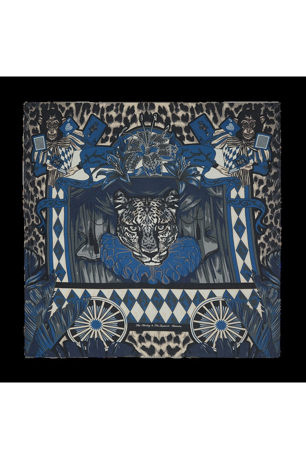 Mokoshe-Monkey And The Leopard - Blue - Modal-cashmere-Şal & Fular-1-Milagron.com