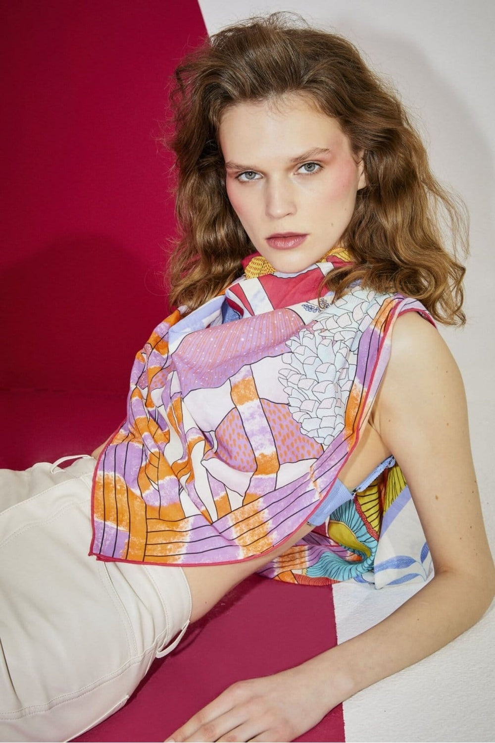 Mokoshe-Mushroom Town & Purple And Orange - Cotton-Şal & Fular-6-Milagron.com