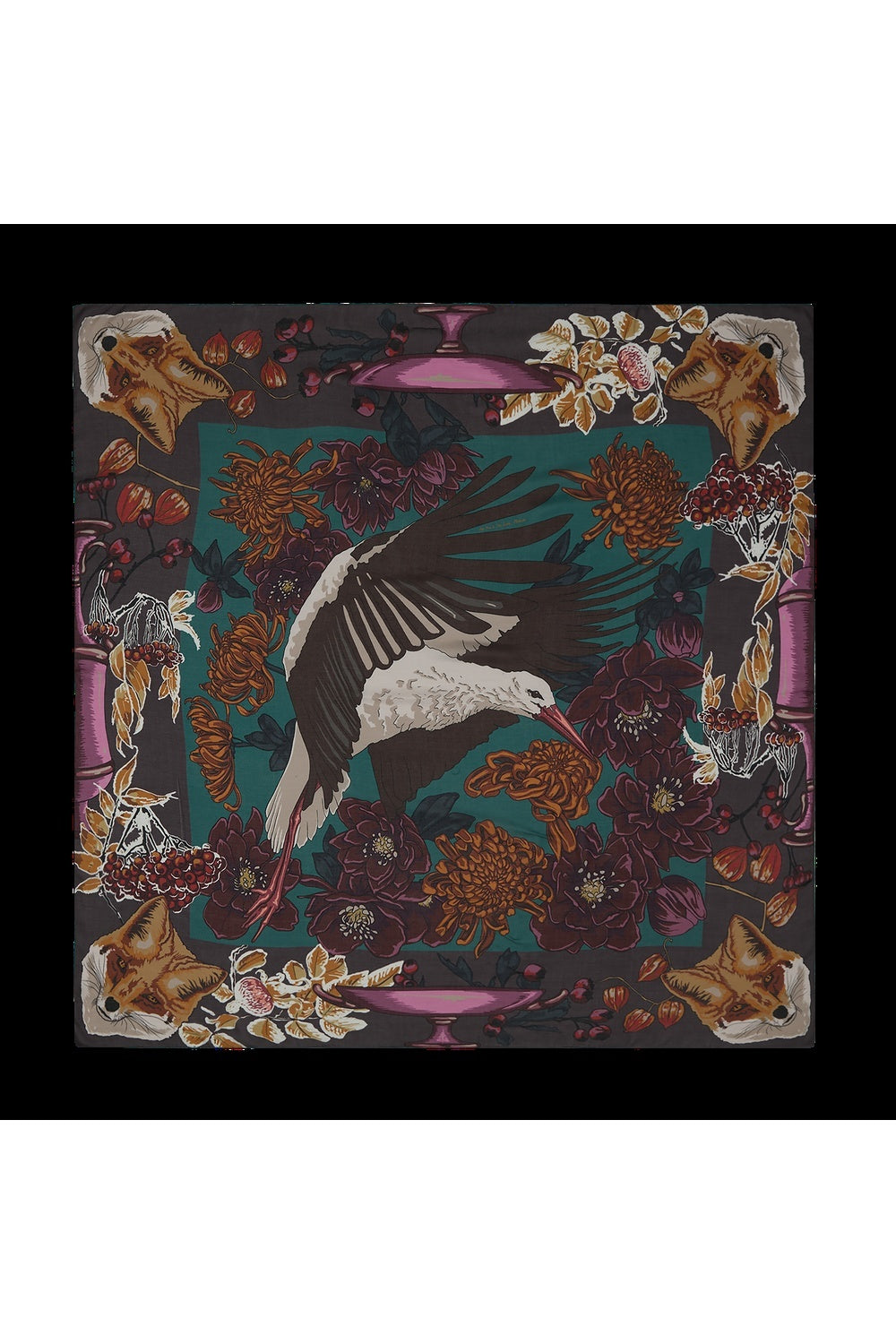 Mokoshe-The Fox And The Stork - Plum & Brown - Modal-cashmere-Şal & Fular-1-Milagron.com