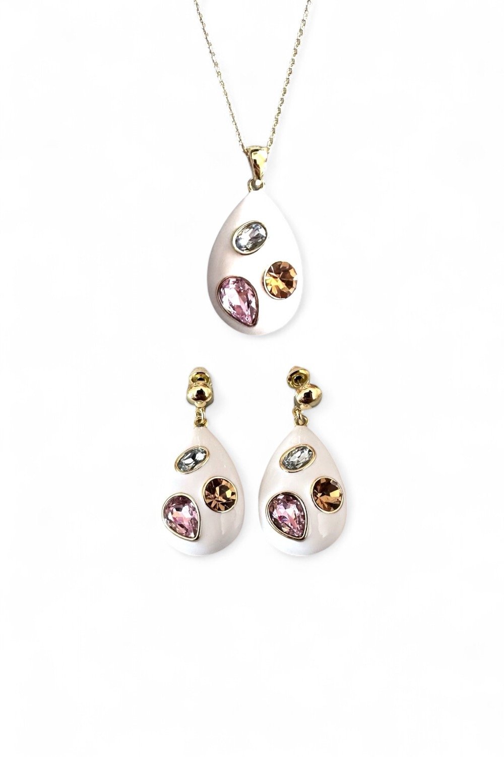 Monadas Bijou-Coral Elegance 14k Rodyum Kaplama Set-Kolye-1-Milagron.com