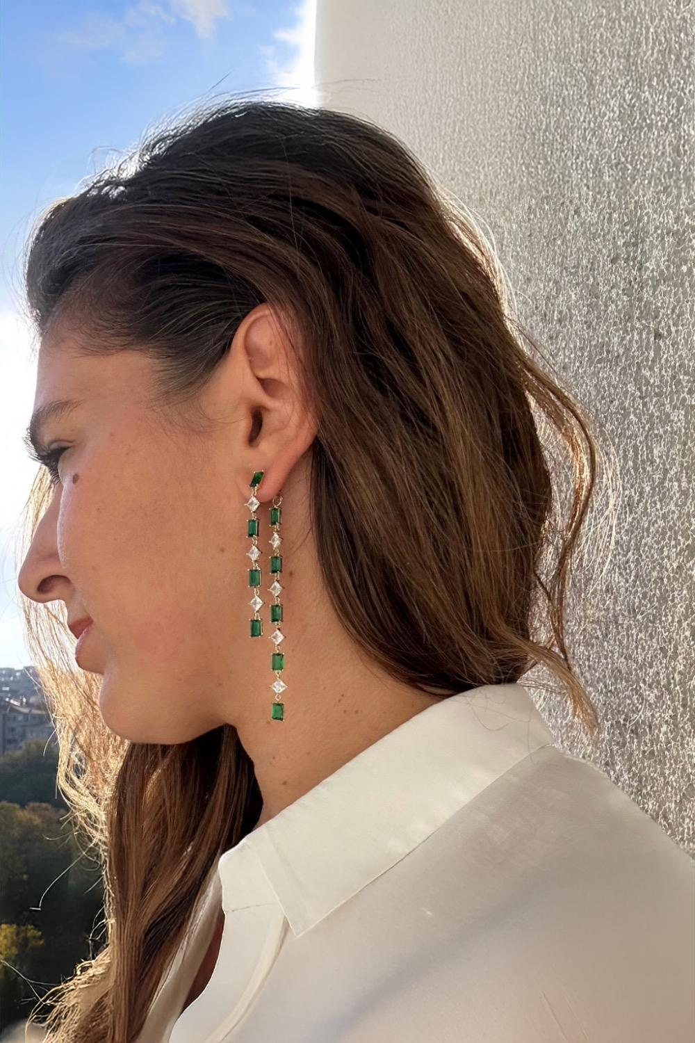 Monadas Bijou-Lush Veil Rodyum Kaplama Sallantılı Küpe-Küpe-2-Milagron.com