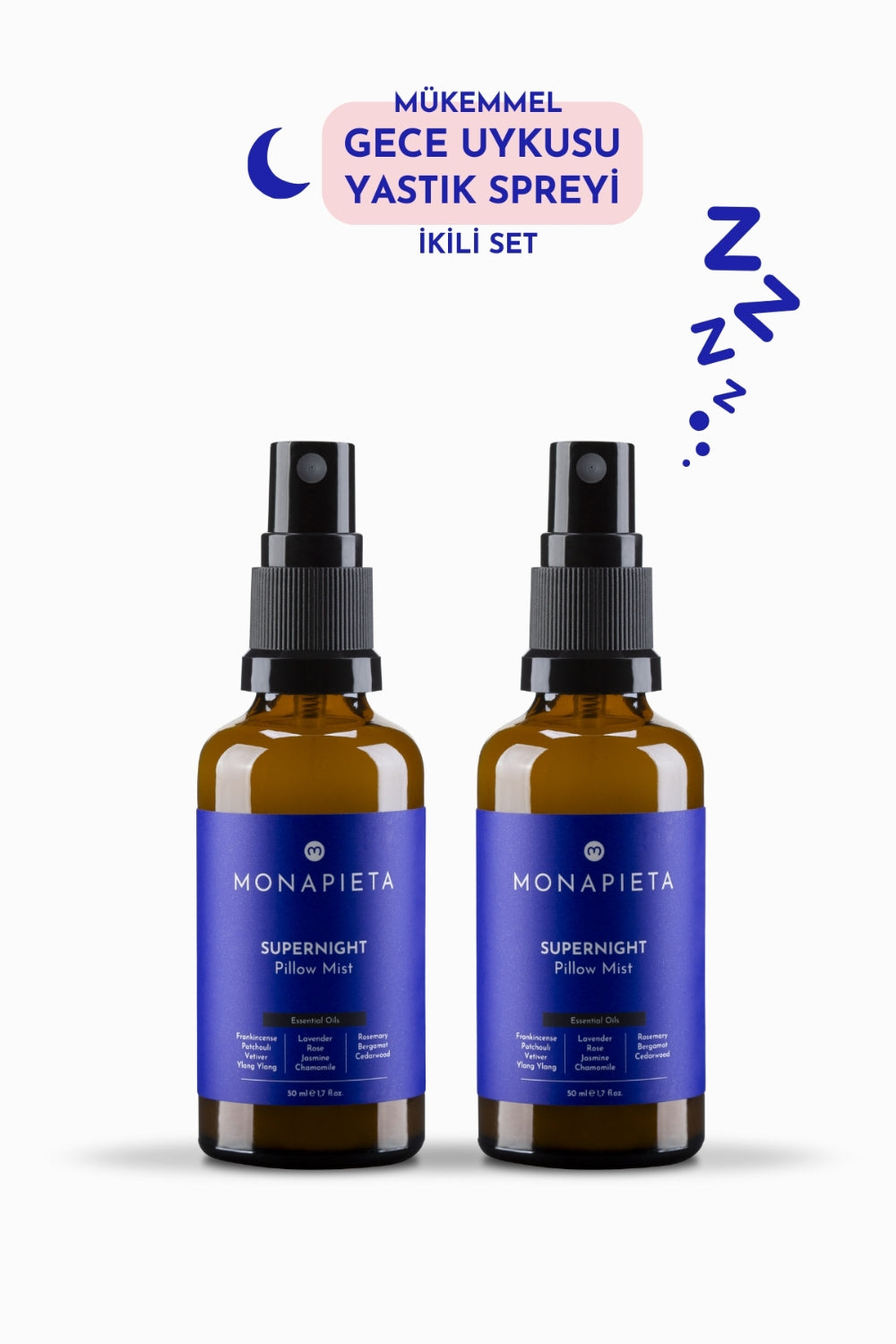 Monapieta-Monapieta Mükemmel Gece Uykusu Yastık Spreyi | Kaliteli & Derin Uyku | 11 Değerli Esansiyel Yağ | 2x50 Ml-Oda Kokusu-1-Milagron.com