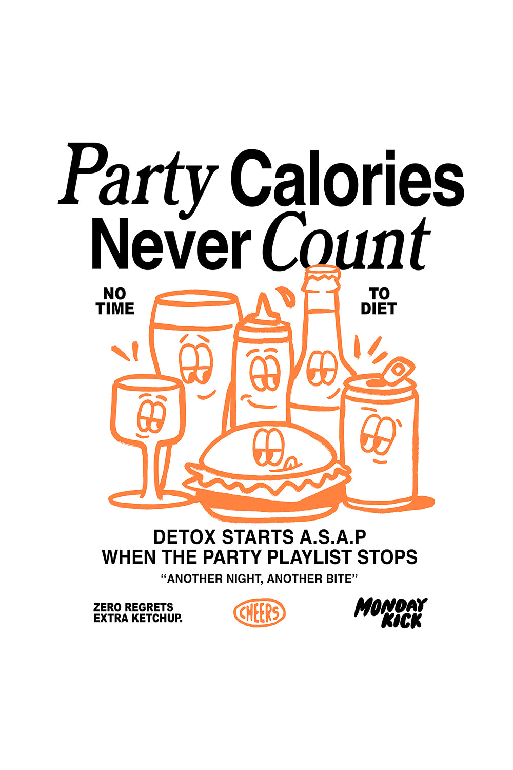 Party Calories - Unisex Tasarim T-shirt - Oversize - 8