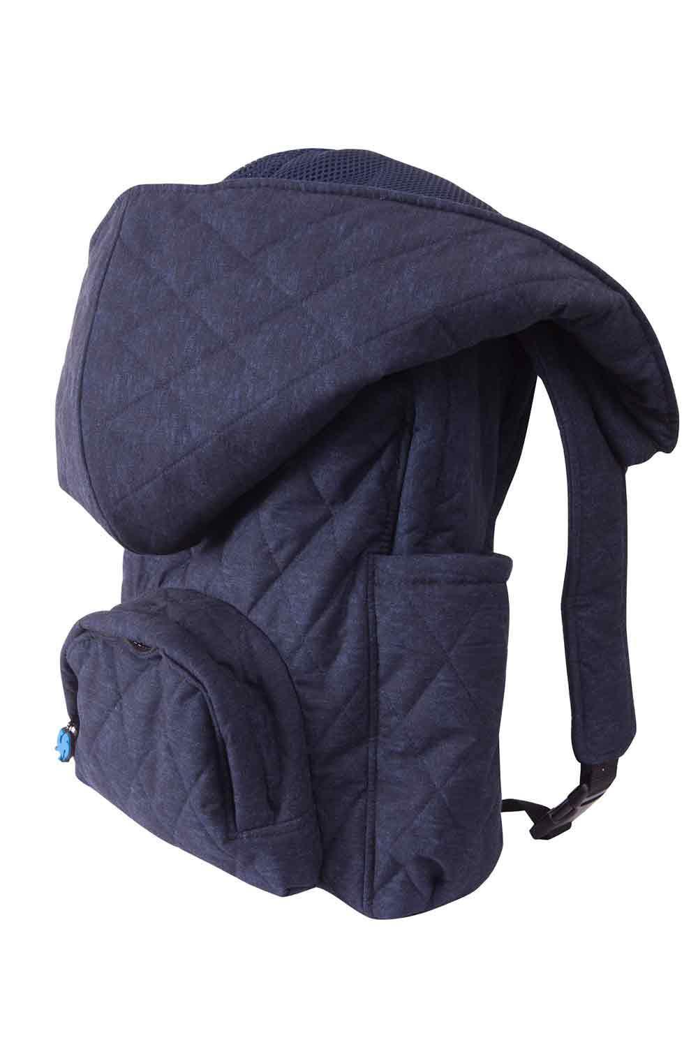 Morikukko-Basic Lacivert Diamond Quilted Kapüşonlu Sırt Çantası-Sırt Çantası-1-Milagron.com