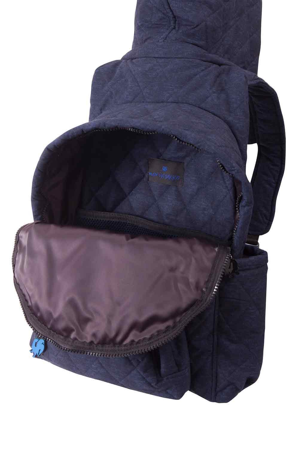 Morikukko-Basic Lacivert Diamond Quilted Kapüşonlu Sırt Çantası-Sırt Çantası-3-Milagron.com