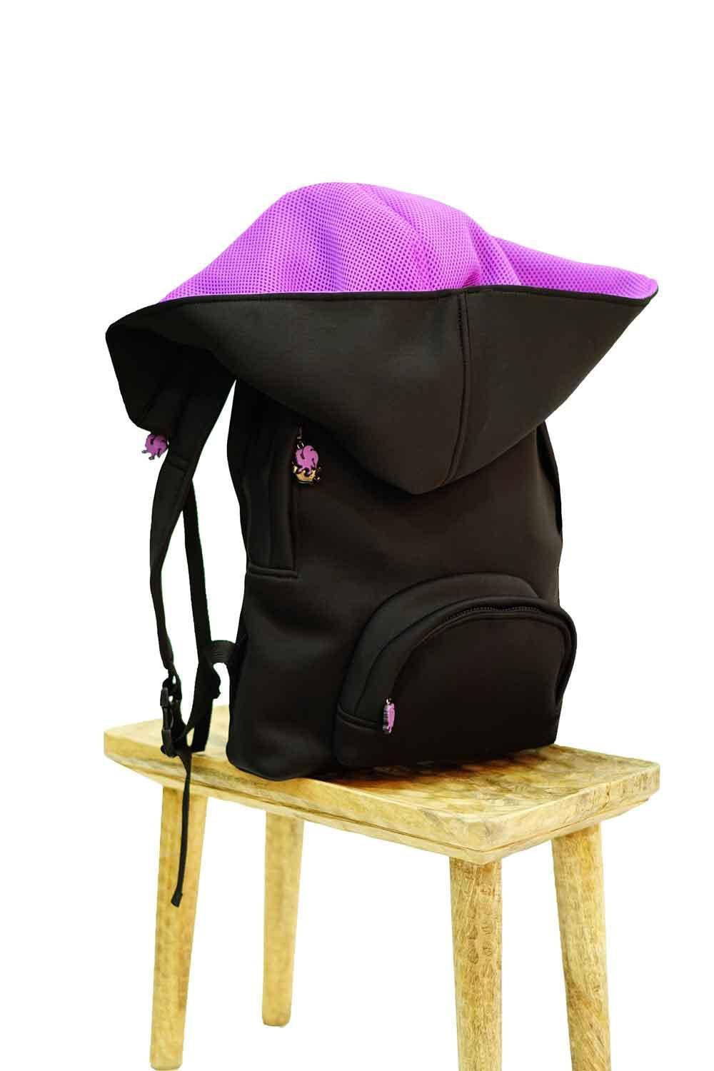 Morikukko-Basic Siyah/Mor Kapüşonlu Sırt Çantası-Sırt Çantası-1-Milagron.com