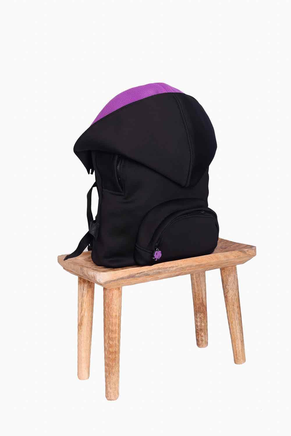 Morikukko-Basic Siyah/Mor Kapüşonlu Sırt Çantası-Sırt Çantası-3-Milagron.com