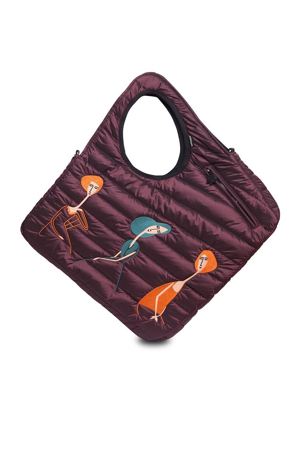 Morikukko-Modigliani Desen Bordo Puff Diagonal Omuz Çantası-Sırt Çantası-1-Milagron.com