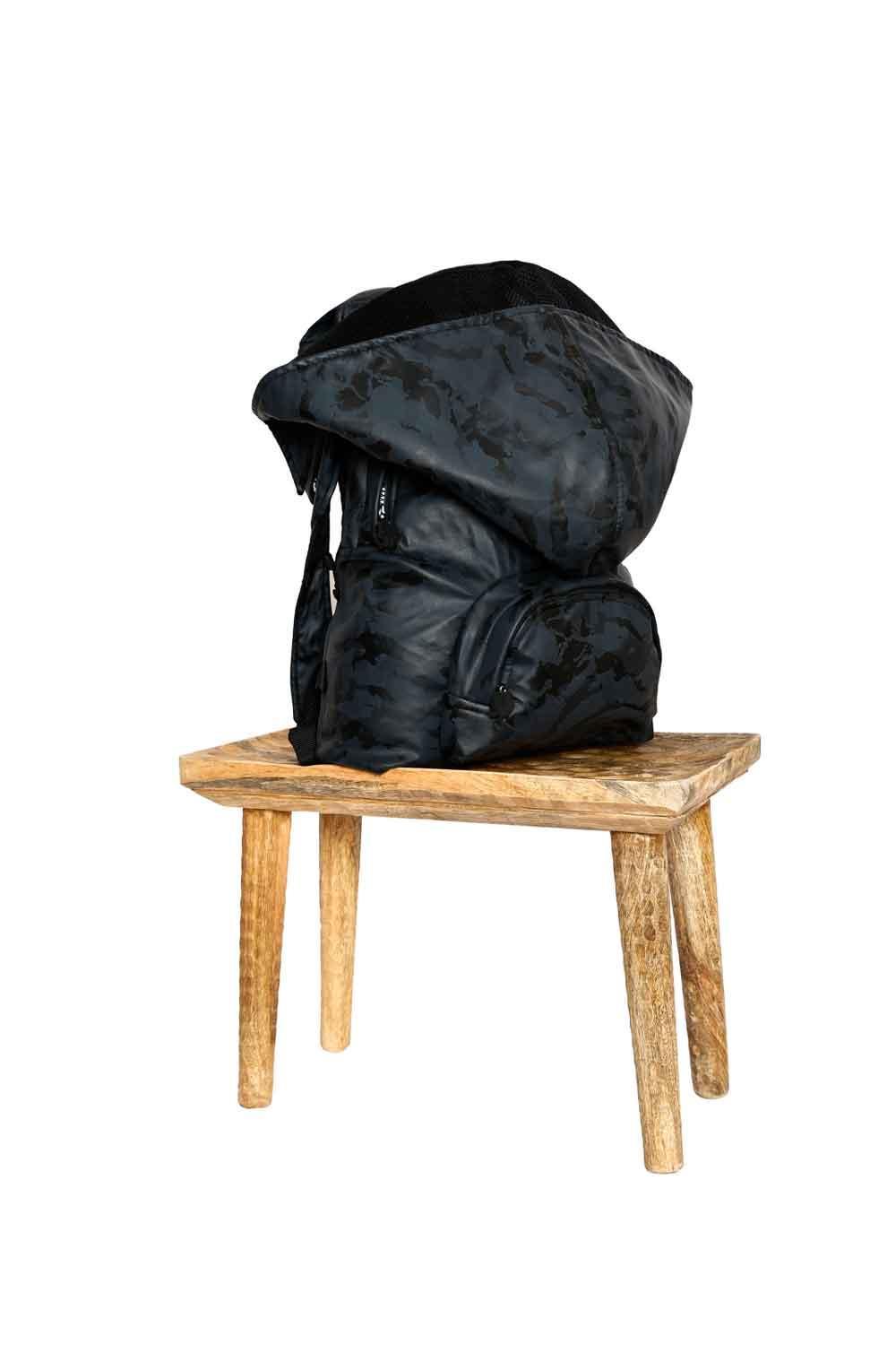 Morikukko-PVC Kamuflaj Kapüşonlu Sırt Çantası-Sırt Çantası-3-Milagron.com