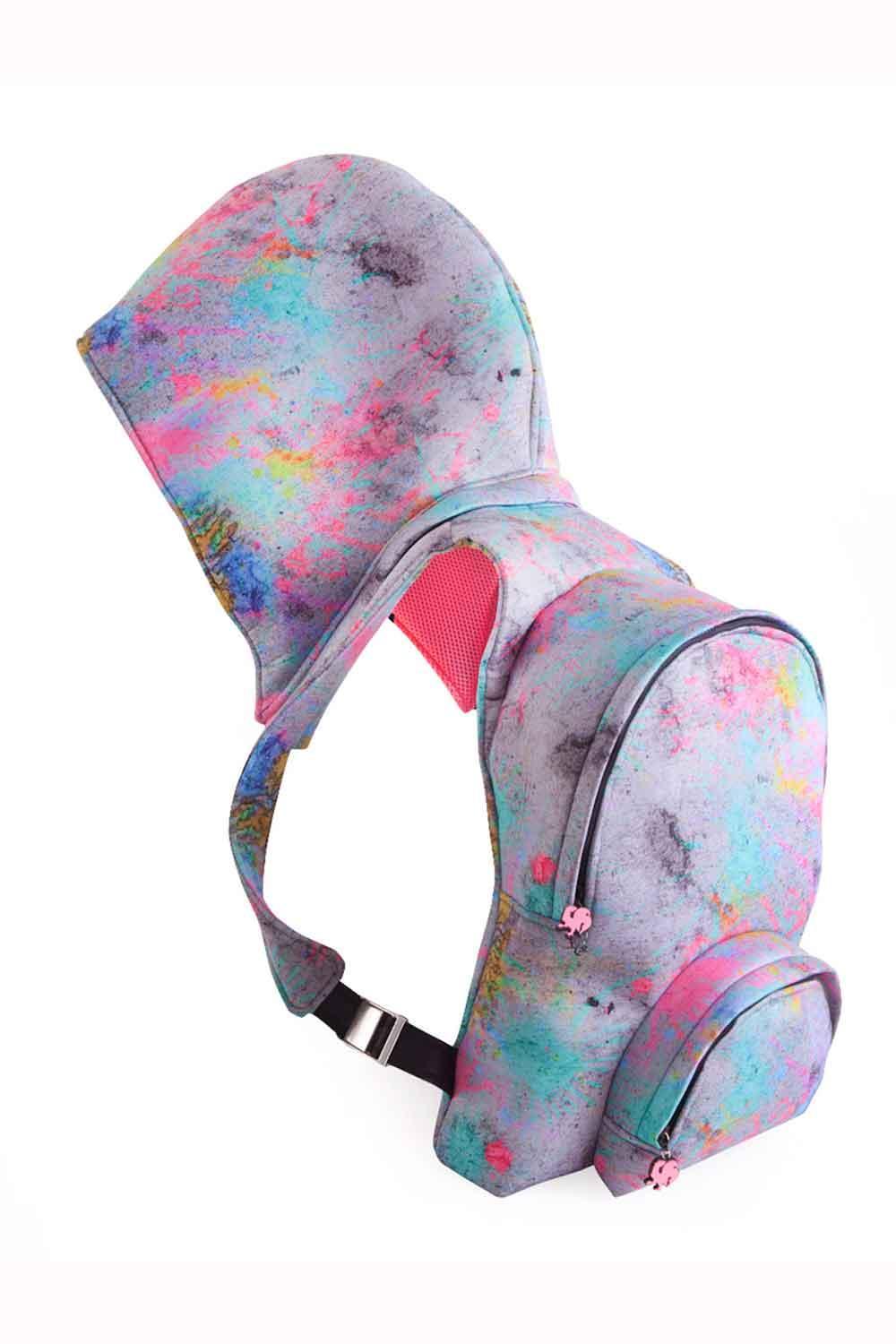 Morikukko-Pollock Desen Kapüşonlu Sırt Çantası-Sırt Çantası-2-Milagron.com