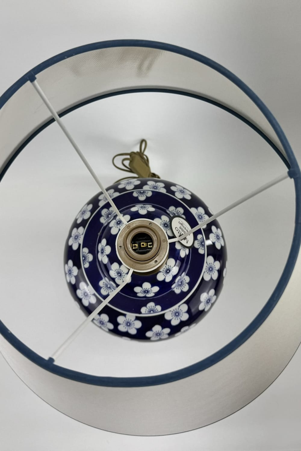 Motto Home Design-Daisy Blue Blanc Porselen Abajur-Abajur-3-Milagron.com