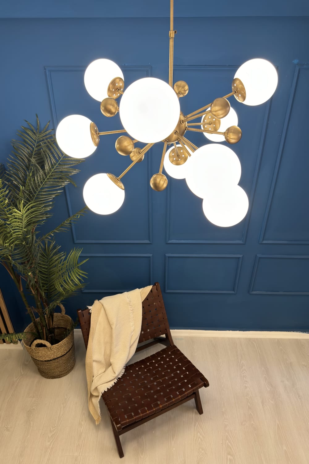 Motto Home Design-Galaxy 9' Kollu Avize Pirinç-Avize-6-Milagron.com